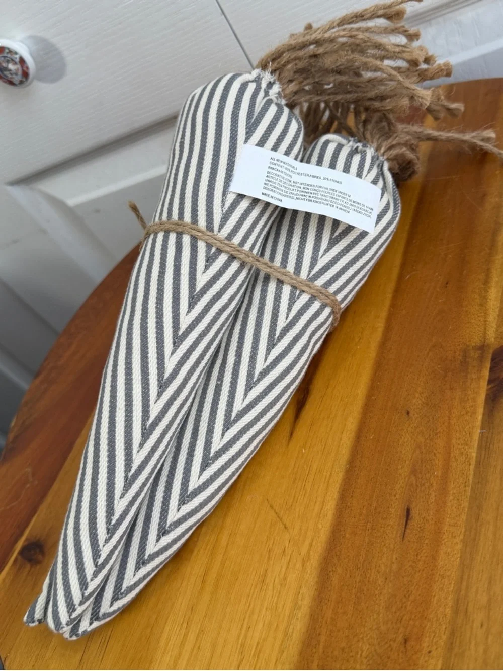 Gray white striped bundle of carrots‎ decor